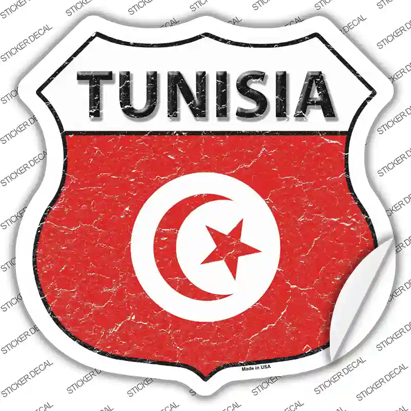Tunisia Flag Novelty Highway Shield Sticker Decal