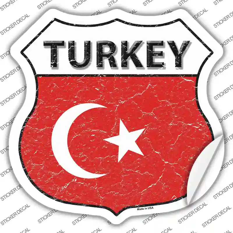 Turkey Chain Flag Novelty Highway Shield Sticker Decal