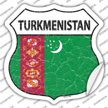 Turkmenistan Flag Novelty Highway Shield Sticker Decal