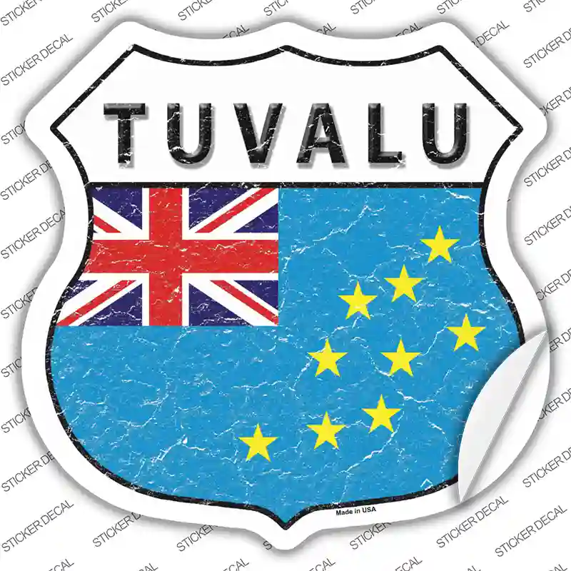 Tuvalu Flag Novelty Highway Shield Sticker Decal