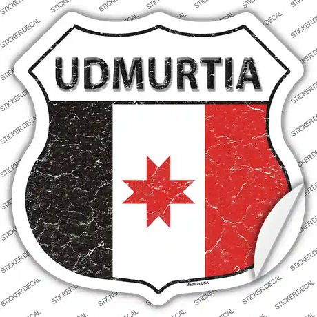 Udmurtia Flag Novelty Highway Shield Sticker Decal