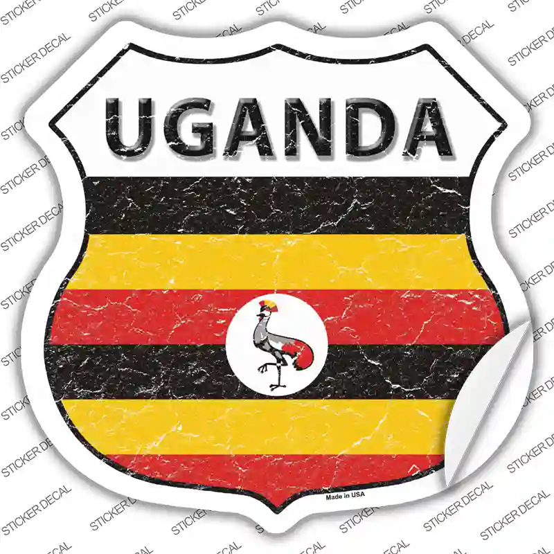Uganda Flag Novelty Highway Shield Sticker Decal