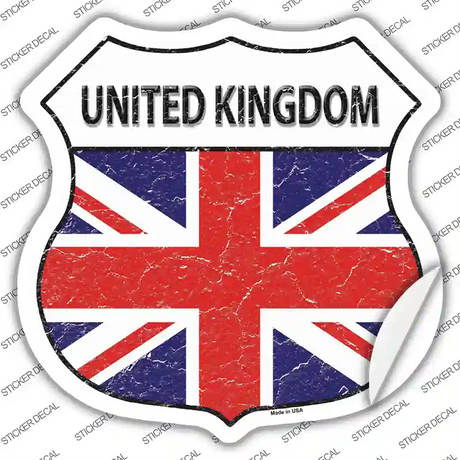 United Kingdom Flag Novelty Highway Shield Sticker Decal