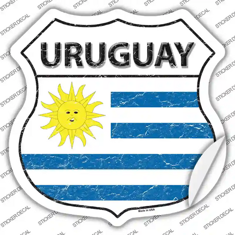 Uruguay Flag Novelty Highway Shield Sticker Decal