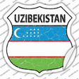 Uzbekistan Flag Novelty Highway Shield Sticker Decal