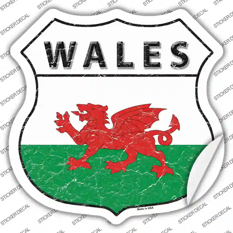 Wales Flag Novelty Highway Shield Sticker Decal