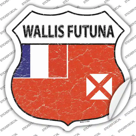 Wallis Futuna Flag Novelty Highway Shield Sticker Decal