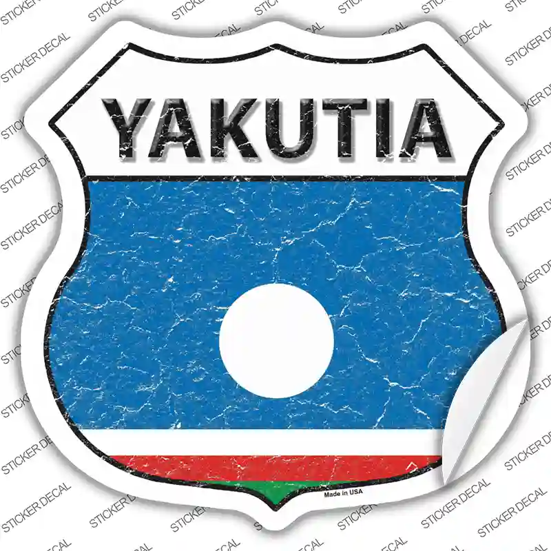 Yakutia Flag Novelty Highway Shield Sticker Decal
