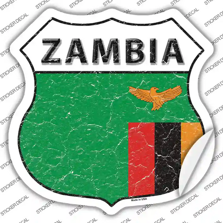 Zambia Flag Novelty Highway Shield Sticker Decal