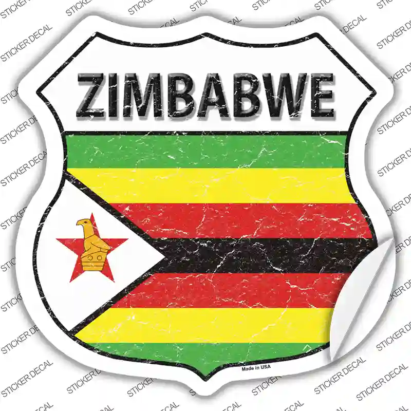Zimbabwe Flag Novelty Highway Shield Sticker Decal