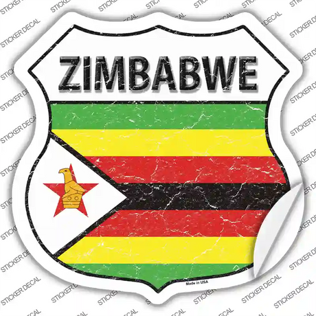 Zimbabwe Flag Novelty Highway Shield Sticker Decal