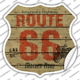 Route 66 Wood Effect Novelty Highway Shield Sticker Decal