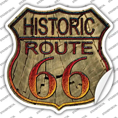 Historic Route 66 Wood Novelty Highway Shield Sticker Decal