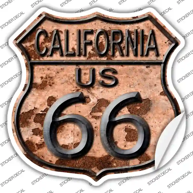 California Route 66 Rusty Novelty Highway Shield Sticker Decal