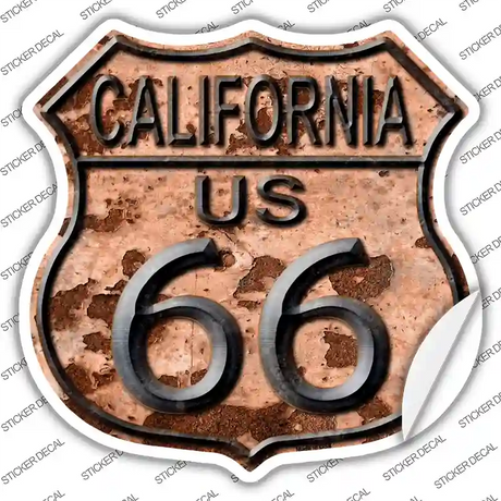 California Route 66 Rusty Novelty Highway Shield Sticker Decal