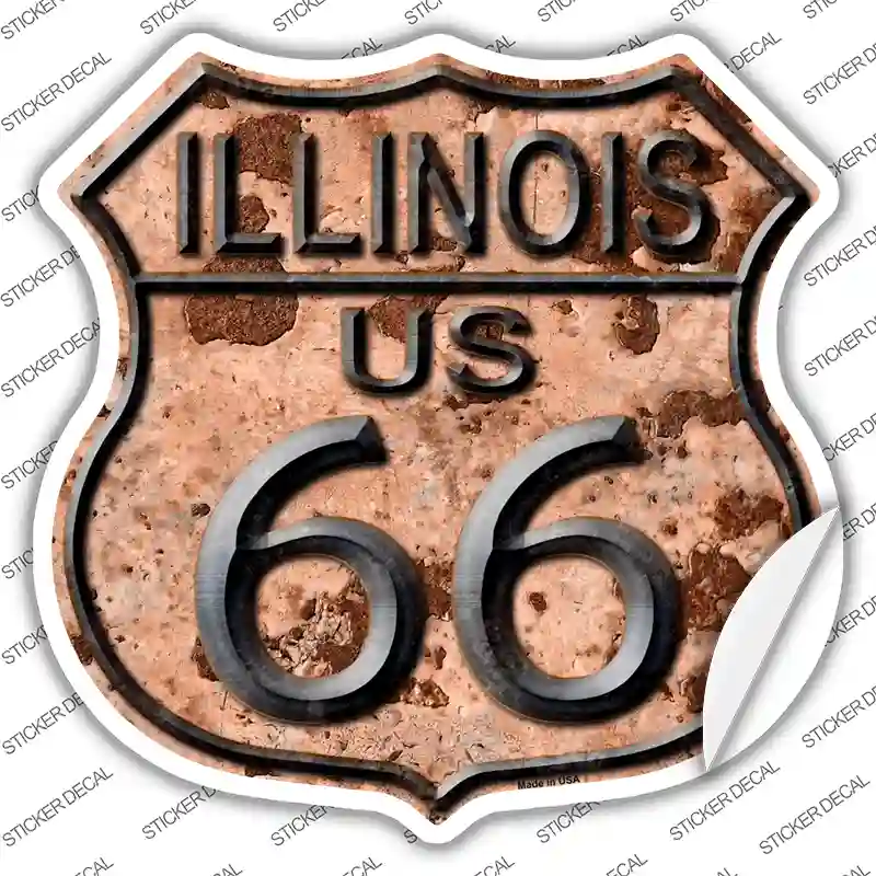 Illinois Route 66 Rusty Novelty Highway Shield Sticker Decal