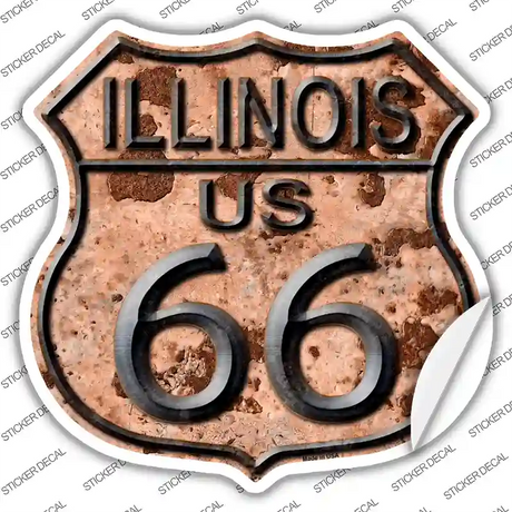 Illinois Route 66 Rusty Novelty Highway Shield Sticker Decal