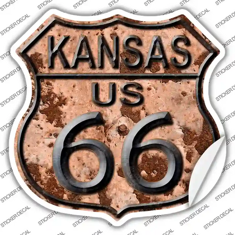 Kansas Route 66 Rusty Novelty Highway Shield Sticker Decal