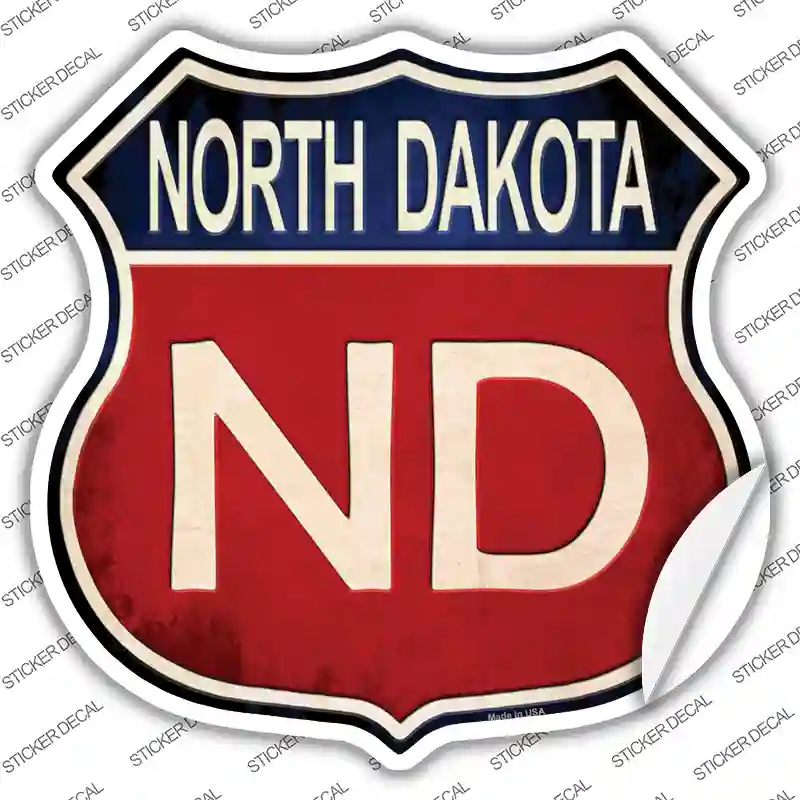 North Dakota Novelty Highway Shield Sticker Decal