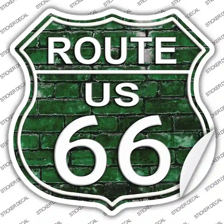 Route 66 Green Brick Wall Novelty Highway Shield Sticker Decal
