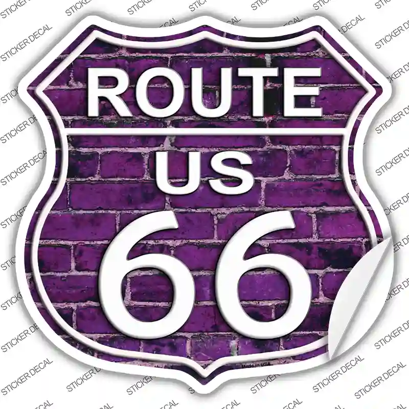 Route 66 Purple Brick Wall Novelty Highway Shield Sticker Decal