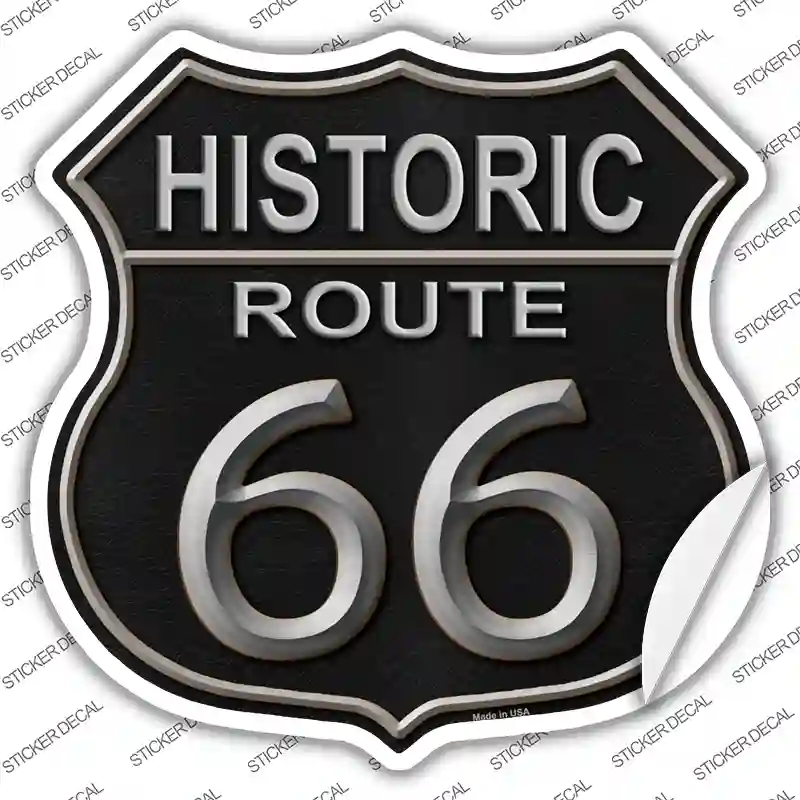 Historic Route 66 Black Leather Novelty Highway Shield Sticker Decal