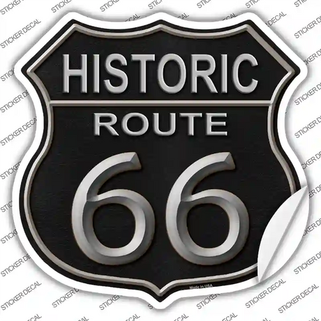 Historic Route 66 Black Leather Novelty Highway Shield Sticker Decal