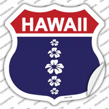 Hawaii Hibiscus Blue Novelty Highway Shield Sticker Decal