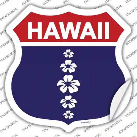 Hawaii Hibiscus Blue Novelty Highway Shield Sticker Decal