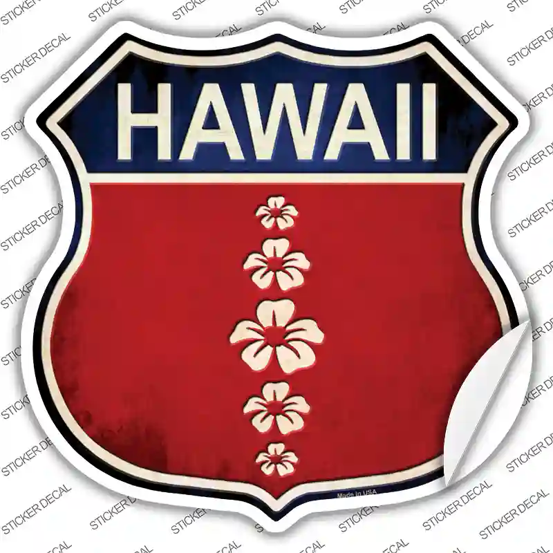 Hawaii Hibiscus Novelty Highway Shield Sticker Decal