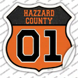 Hazzard 01 Orange Novelty Highway Shield Sticker Decal