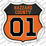Hazzard 01 Orange Novelty Highway Shield Sticker Decal