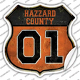 Hazzard 01 Rusty Novelty Highway Shield Sticker Decal