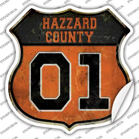 Hazzard 01 Rusty Novelty Highway Shield Sticker Decal