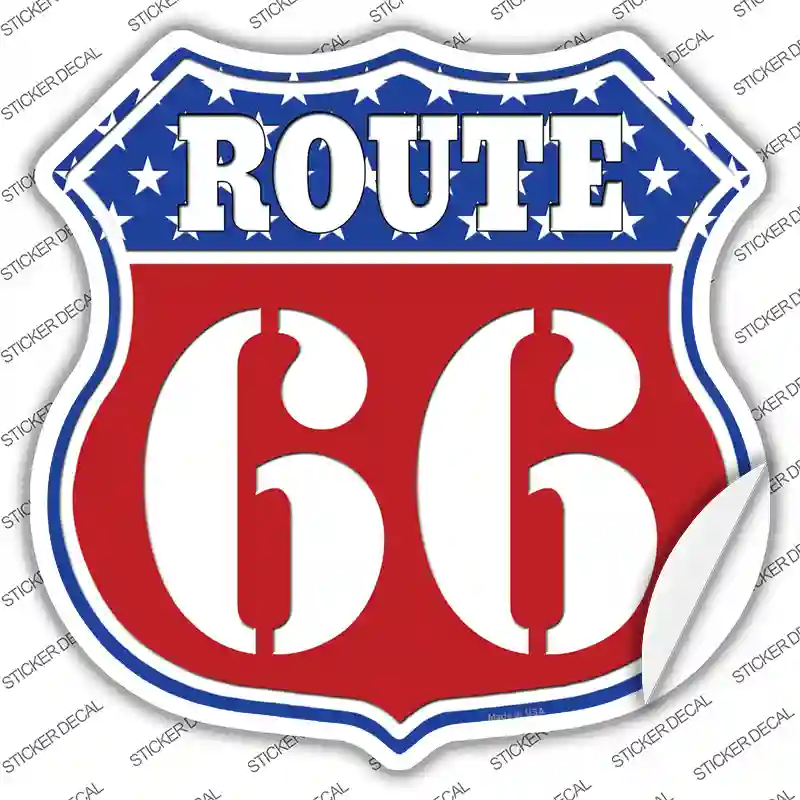 Route 66 Stars Novelty Highway Shield Sticker Decal