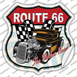 Brown Hot Rod Route 66 Novelty Highway Shield Sticker Decal