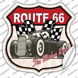 Grey Hot Rod Route 66 Novelty Highway Shield Sticker Decal
