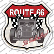 Grey Hot Rod Front Route 66 Novelty Highway Shield Sticker Decal