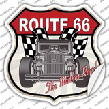 Grey Hot Rod Front Route 66 Novelty Highway Shield Sticker Decal
