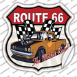 Orange Hot Rod Route 66 Novelty Highway Shield Sticker Decal