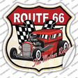 Red Hot Rod Route 66 Novelty Highway Shield Sticker Decal