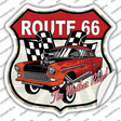 Orange Hot Rod Flame Route 66 Novelty Highway Shield Sticker Decal