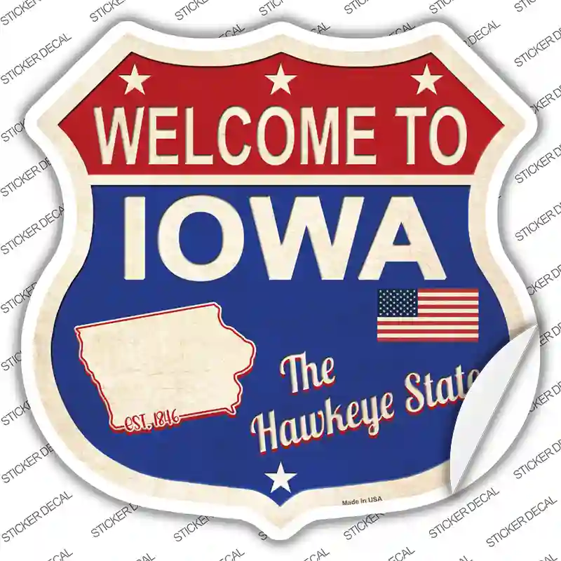 Iowa Established Novelty Highway Shield Sticker Decal