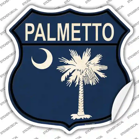 Palmetto South Carolina Flag Novelty Highway Shield Sticker Decal