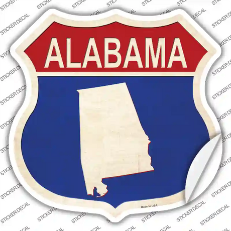 Alabama Silhouette Novelty Highway Shield Sticker Decal