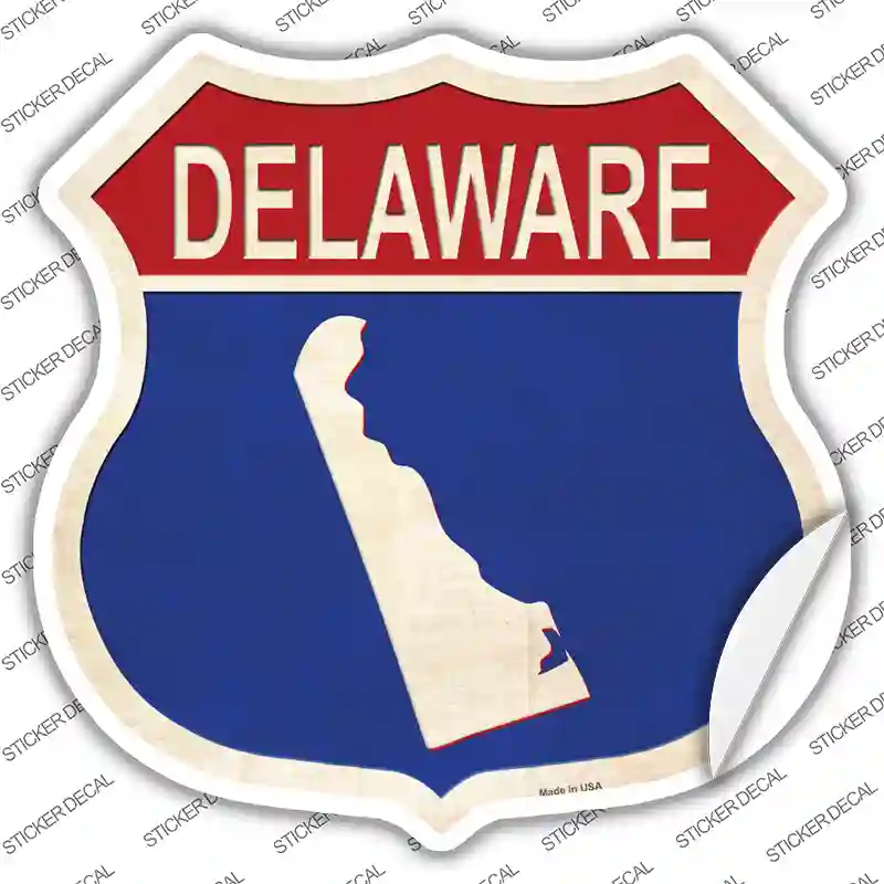 Delaware Silhouette Novelty Highway Shield Sticker Decal