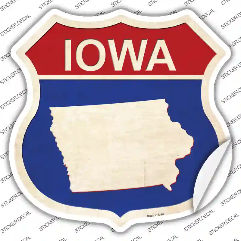 Iowa Silhouette Novelty Highway Shield Sticker Decal