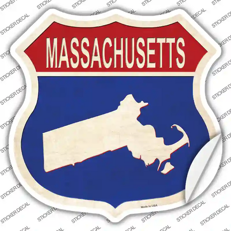 Massachusetts Silhouette Novelty Highway Shield Sticker Decal