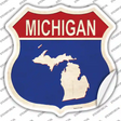 Michigan Silhouette Novelty Highway Shield Sticker Decal