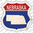 Nebraska Silhouette Novelty Highway Shield Sticker Decal